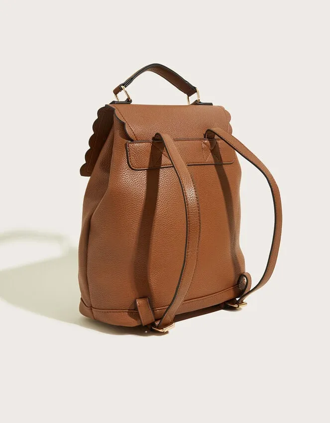 Scallop Backpack Tan Women Monsoon Bags and Purses