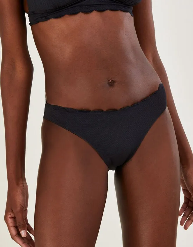 Scallop Edge Plain Bikini Bottoms With Recycled Polyester Black Women Monsoon Beachwear and Swimwear