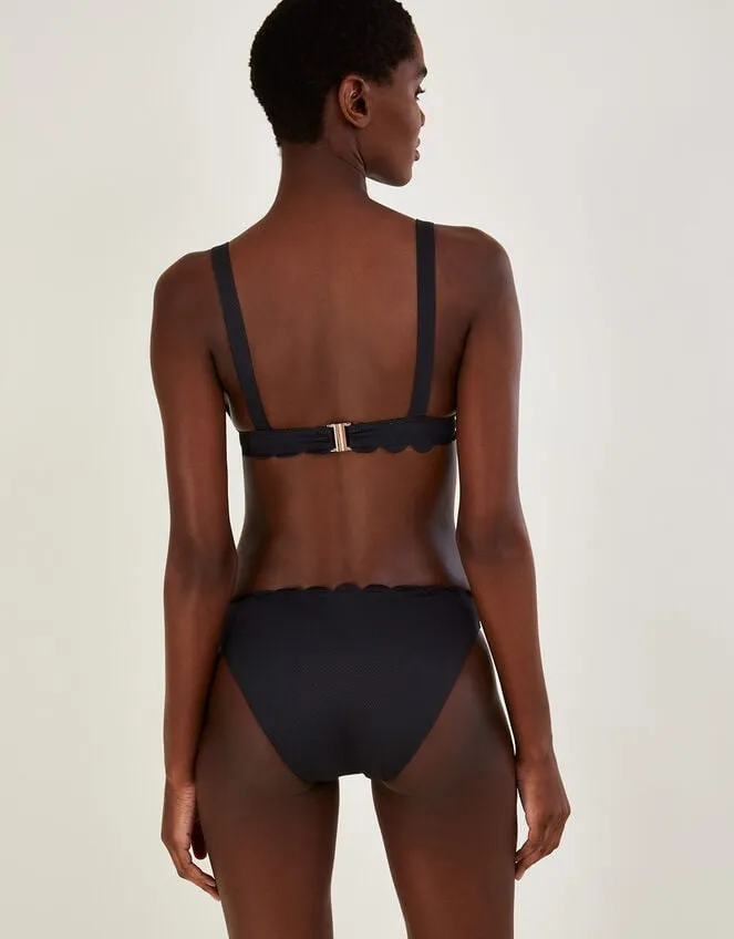 Scallop Edge Plain Bikini Bottoms With Recycled Polyester Black Women Monsoon Beachwear and Swimwear