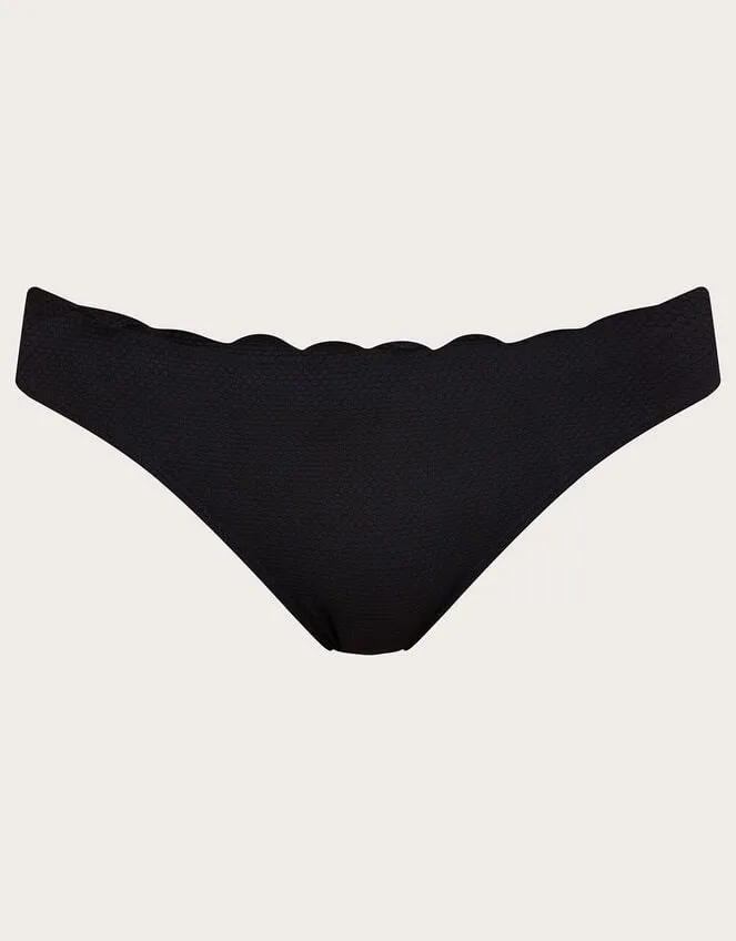 Scallop Edge Plain Bikini Bottoms With Recycled Polyester Black Women Monsoon Beachwear and Swimwear