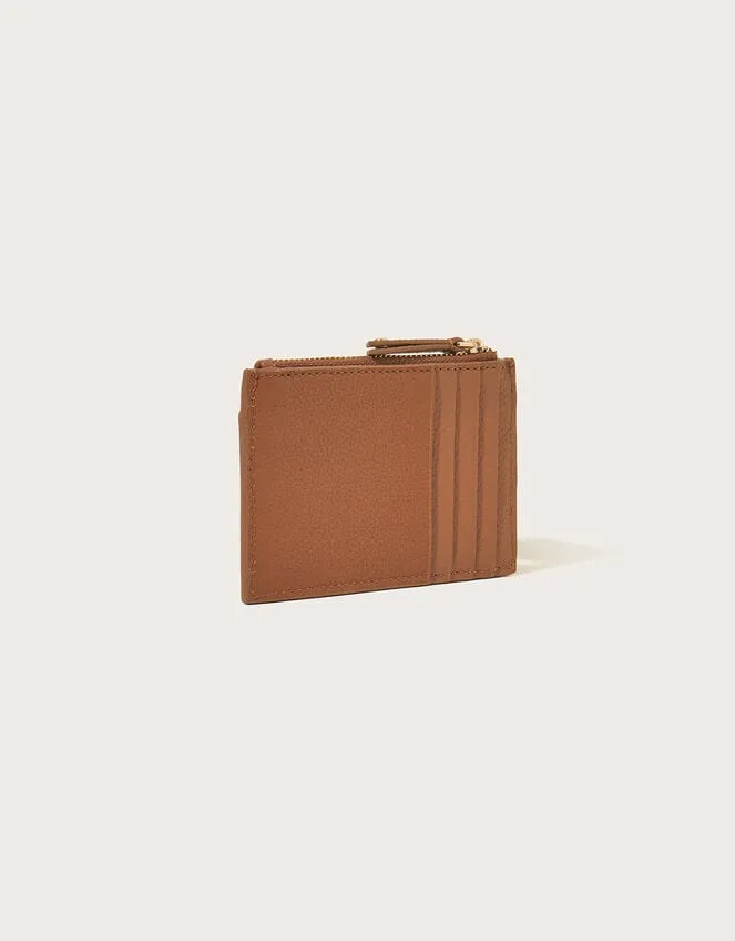 Scallop Leather Card Holder Tan Women Monsoon Bags and Purses