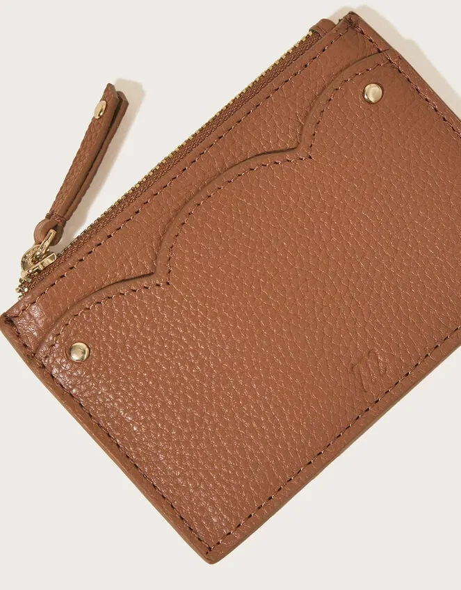 Scallop Leather Card Holder Tan Women Monsoon Bags and Purses