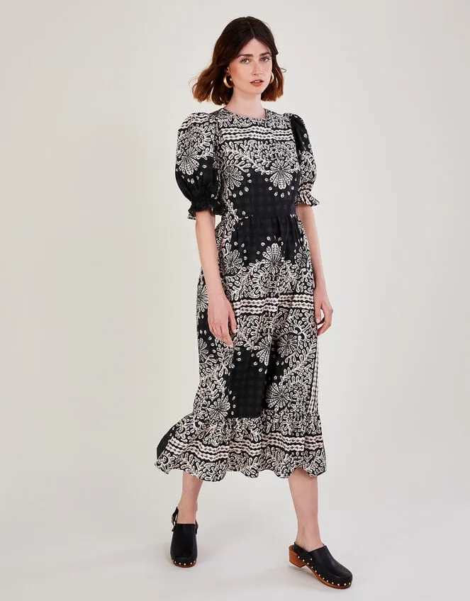 Scarf Print Poplin Midi Dress Black Women Monsoon Dresses