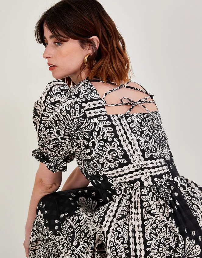 Scarf Print Poplin Midi Dress Black Women Monsoon Dresses