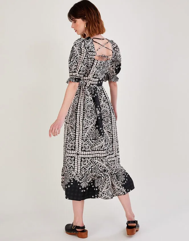 Scarf Print Poplin Midi Dress Black Women Monsoon Dresses