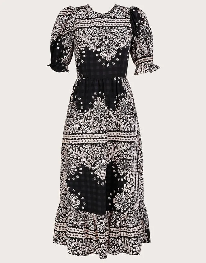 Scarf Print Poplin Midi Dress Black Women Monsoon Dresses