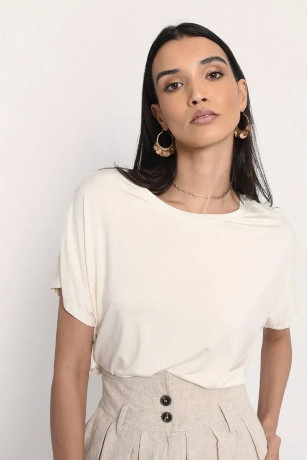 Scoop Neck Top CREAM Women Molly Bracken Tops