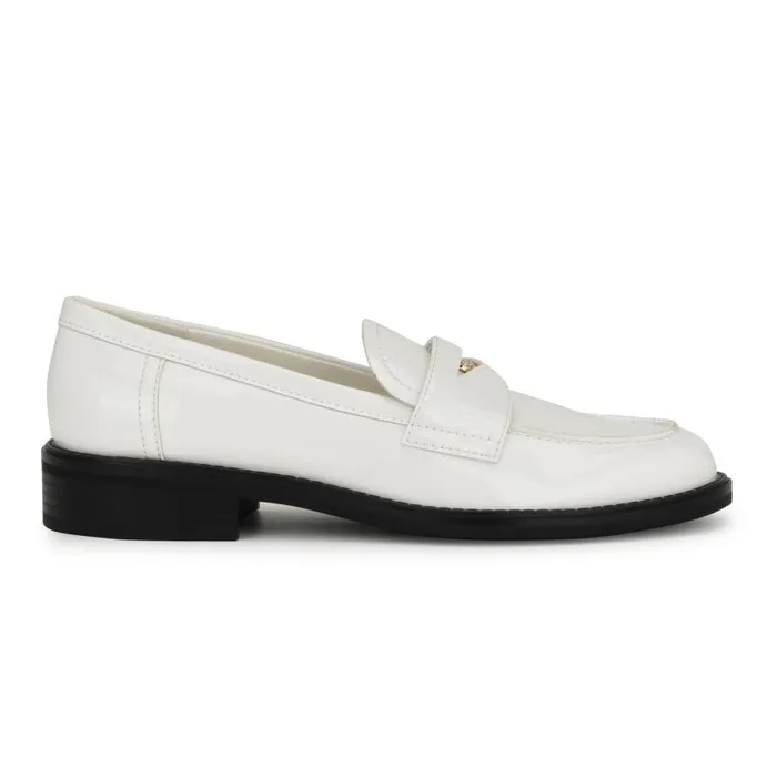 Seeme Penny Loafers White Patent Women Nine West Flats and Loafers