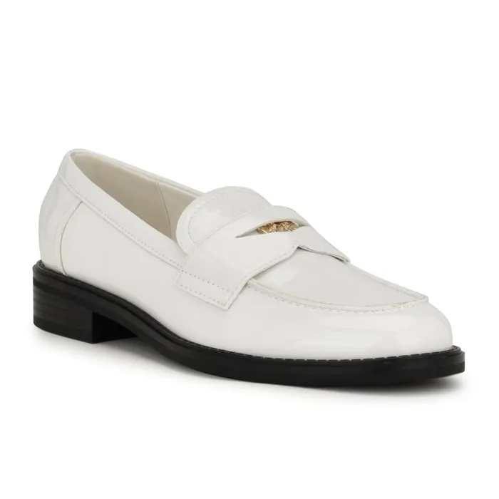 Seeme Penny Loafers White Patent Women Nine West Flats and Loafers