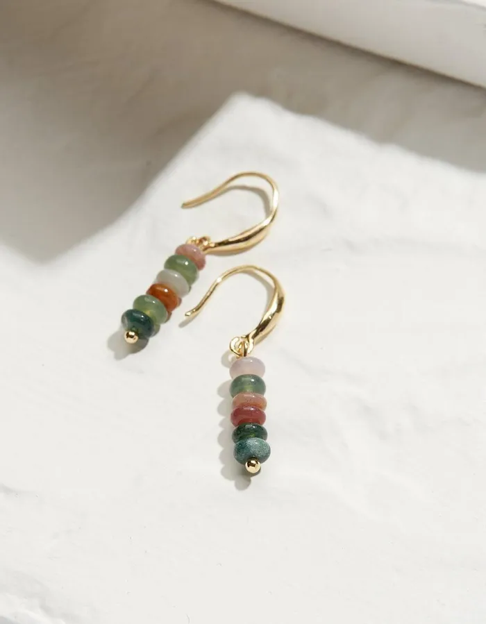 Semi Precious Drop Earrings Multi Women FatFace Jewellery