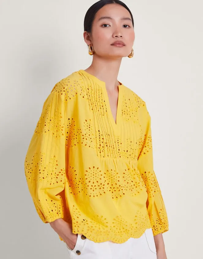 Serena Broderie Top Yellow Women Monsoon Casualwear