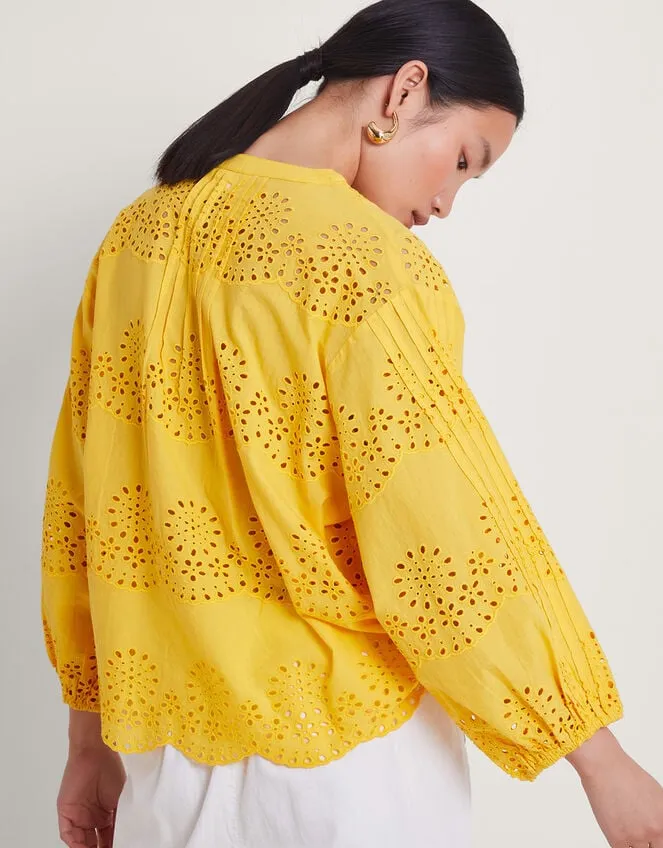 Serena Broderie Top Yellow Women Monsoon Casualwear
