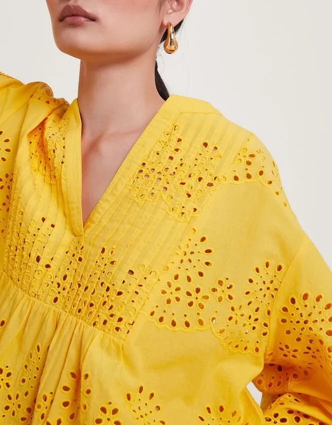 Serena Broderie Top Yellow Women Monsoon Casualwear
