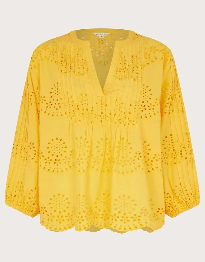Serena Broderie Top Yellow Women Monsoon Casualwear