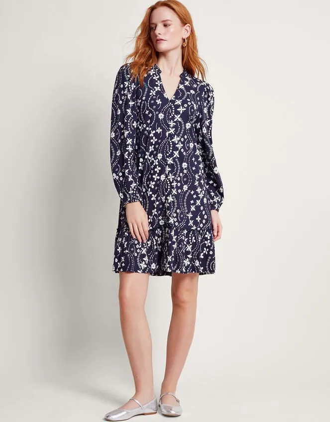 Serena Print Dress Blue Women Monsoon Dresses