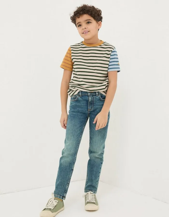 Seth Slim Washed Jeans Denim Blue Boys FatFace Jeans Trousers and Joggers