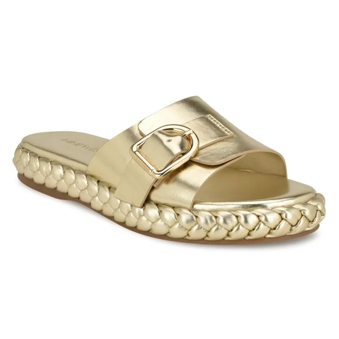 Shantel Casual Woven Footbed Sandals Platino Women Nine West Sandals