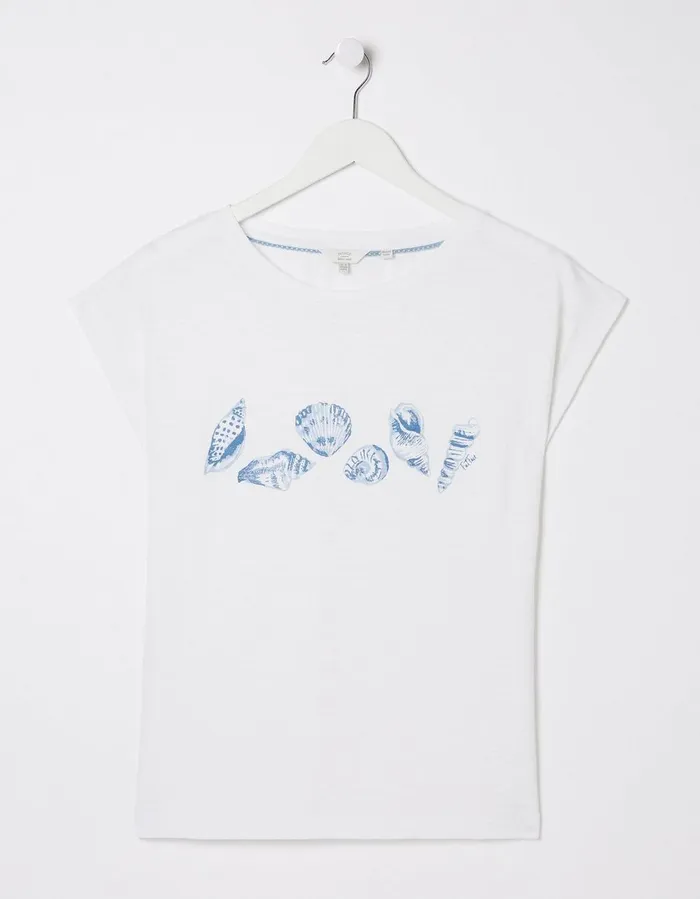 Shell Graphic TShirt Ivory Women FatFace Nightwear and Loungewear