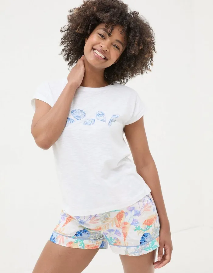 Shell Graphic TShirt Ivory Women FatFace Nightwear and Loungewear