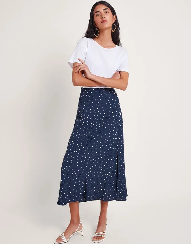 Shiloh Spot Bias Skirt Blue Women Monsoon Skirts
