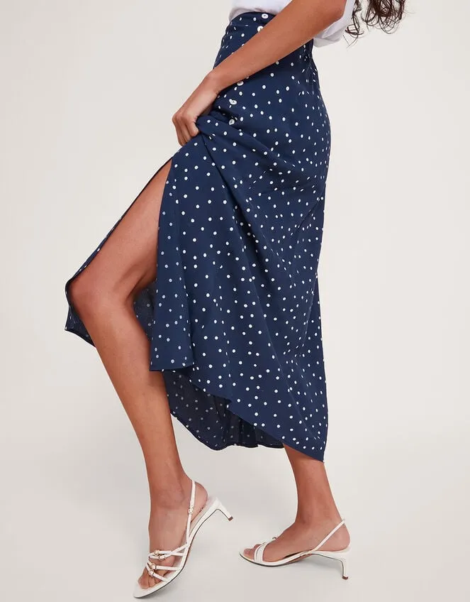 Shiloh Spot Bias Skirt Blue Women Monsoon Skirts