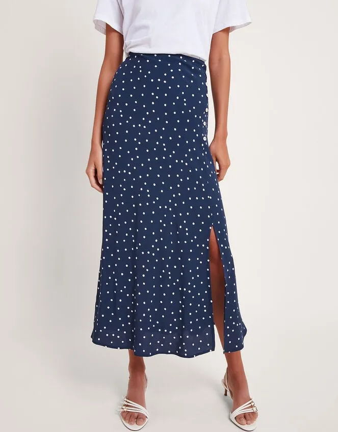 Shiloh Spot Bias Skirt Blue Women Monsoon Skirts