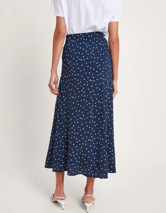Shiloh Spot Bias Skirt Blue Women Monsoon Skirts