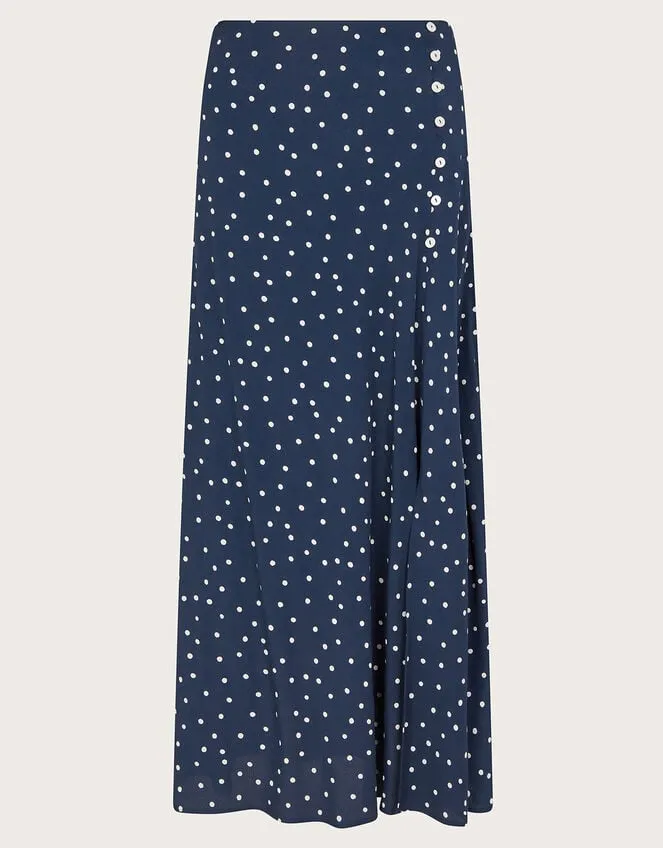 Shiloh Spot Bias Skirt Blue Women Monsoon Skirts