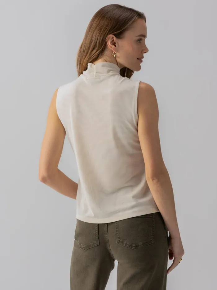 Shirred Neck Mesh Tank Birch Women Sanctuary Clothing Sweaters and Cardis