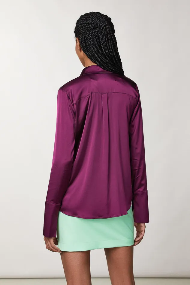 Shirts Women Patrizia Pepe BoyfriendFit Satin Shirt Futuristic Purple