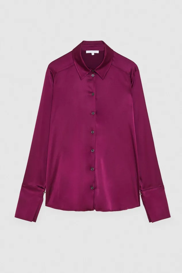 Shirts Women Patrizia Pepe BoyfriendFit Satin Shirt Futuristic Purple