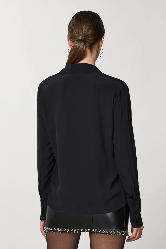 Shirts Women Patrizia Pepe Essential Crepe Shirt Nero