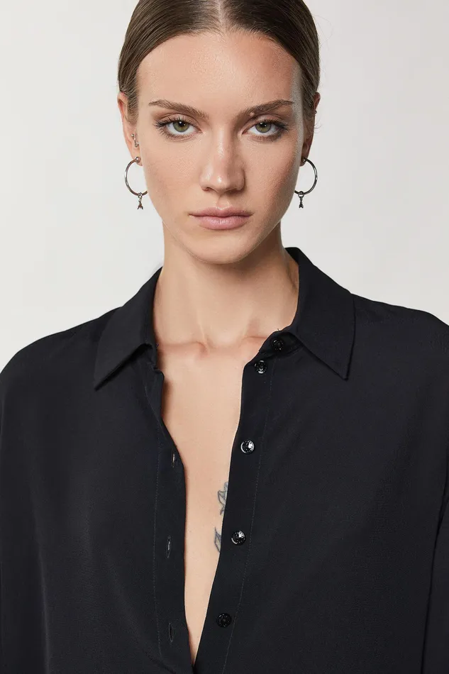 Shirts Women Patrizia Pepe Essential Crepe Shirt Nero