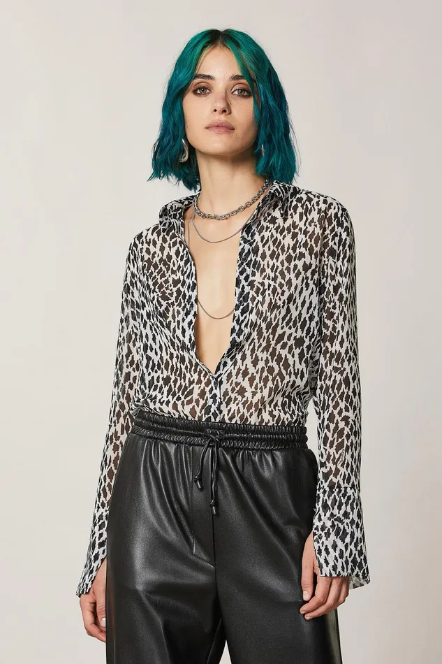 Shirts Women Patrizia Pepe Flowing Patterned Shirt Black White Fantasy