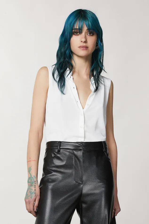 Shirts Women Patrizia Pepe Sleeveless Viscose Shirt Bianco