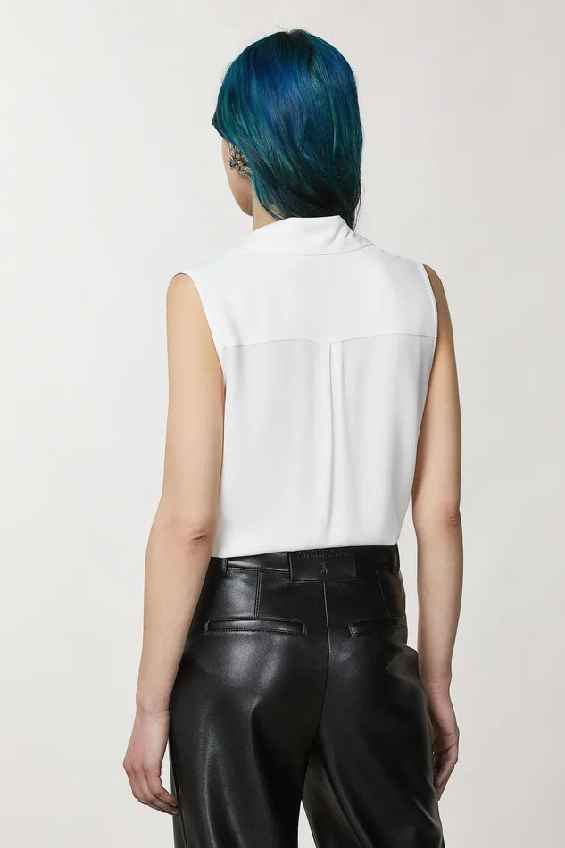 Shirts Women Patrizia Pepe Sleeveless Viscose Shirt Bianco