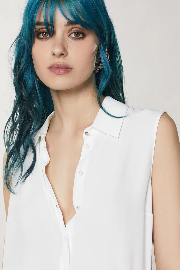 Shirts Women Patrizia Pepe Sleeveless Viscose Shirt Bianco