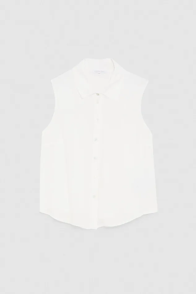 Shirts Women Patrizia Pepe Sleeveless Viscose Shirt Bianco