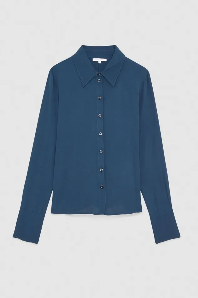Shirts Women Patrizia Pepe Soft Viscose Shirt Petrol Blue