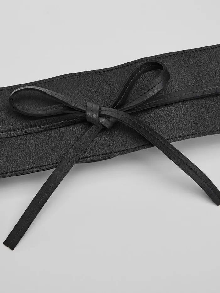 Shop Eileen Fisher Accessories Buttery Leather Wrap Belt Black