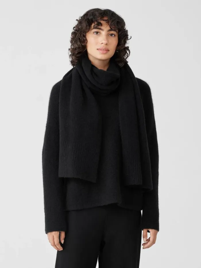 Shop Eileen Fisher Accessories Cashmere Silk Bliss Scarf Black
