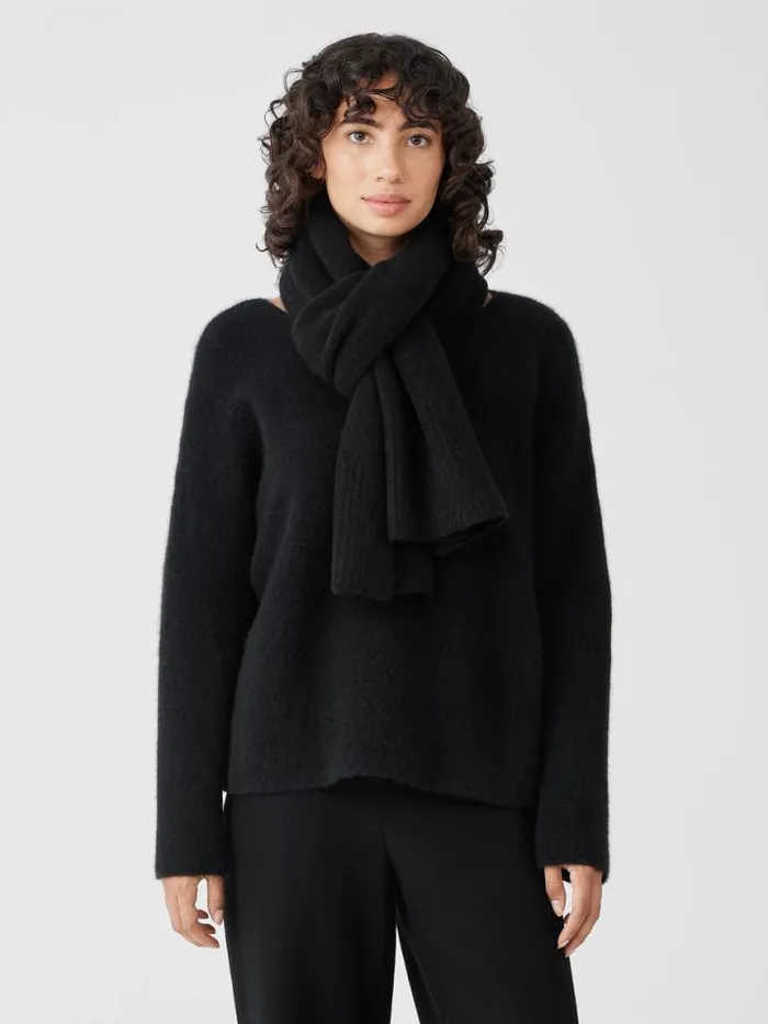 Shop Eileen Fisher Accessories Cashmere Silk Bliss Scarf Black