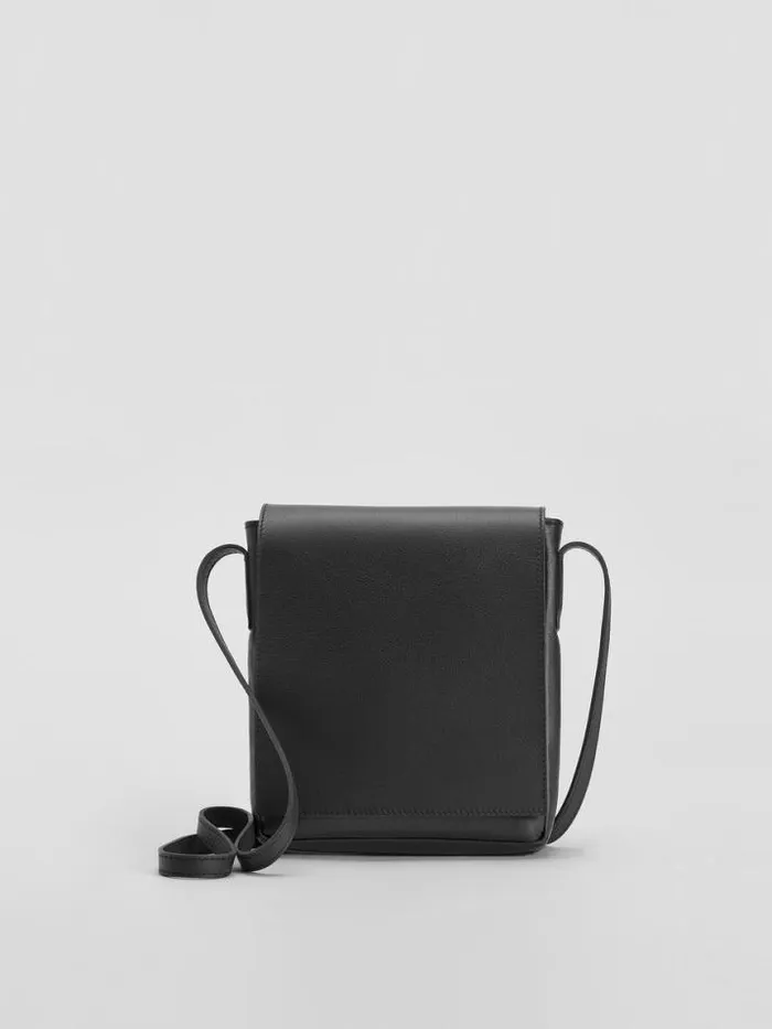 Shop Eileen Fisher Accessories Italian Leather Square Crossbody Bag Black