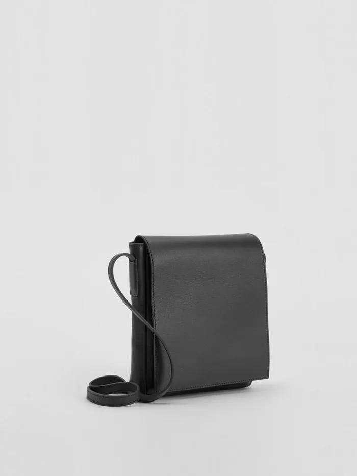 Shop Eileen Fisher Accessories Italian Leather Square Crossbody Bag Black