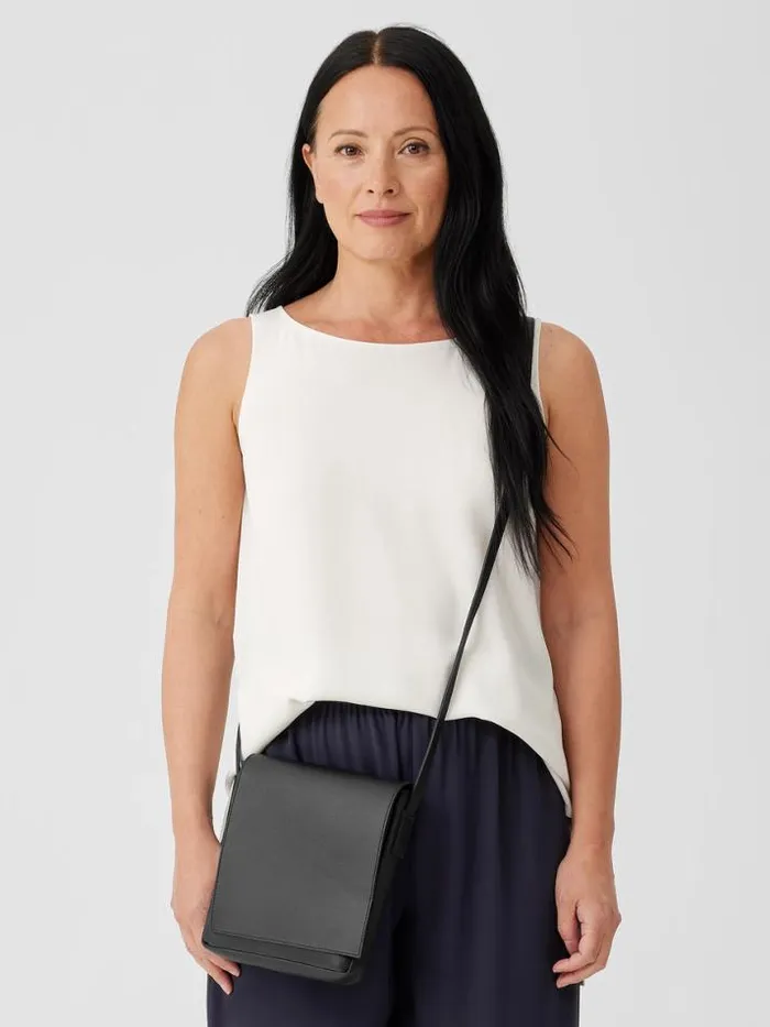 Shop Eileen Fisher Accessories Italian Leather Square Crossbody Bag Black