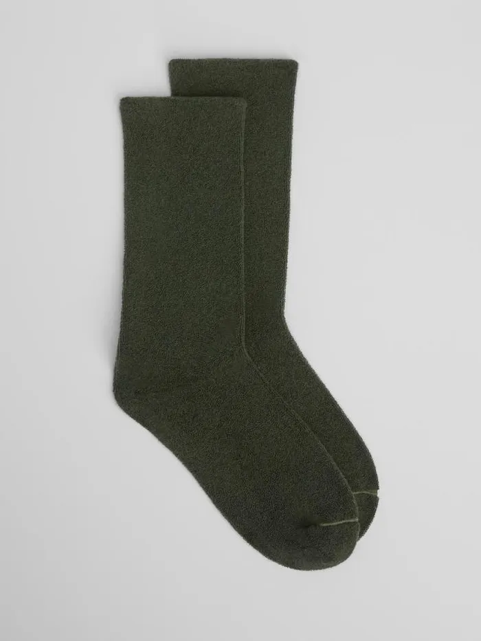 Shop Eileen Fisher Accessories Loopy Terry Cotton CrewSock Seaweed