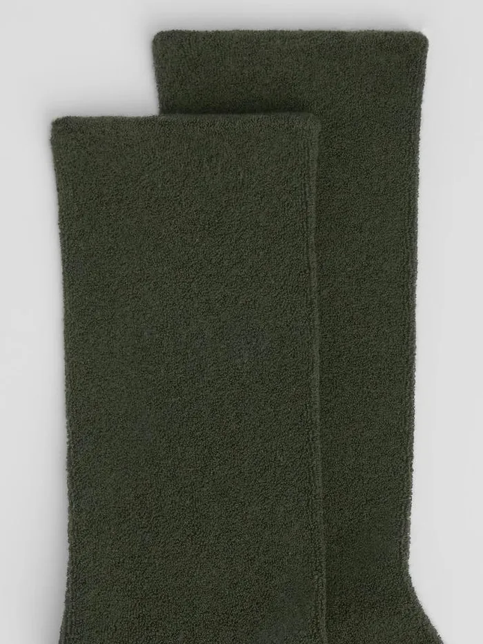 Shop Eileen Fisher Accessories Loopy Terry Cotton CrewSock Seaweed