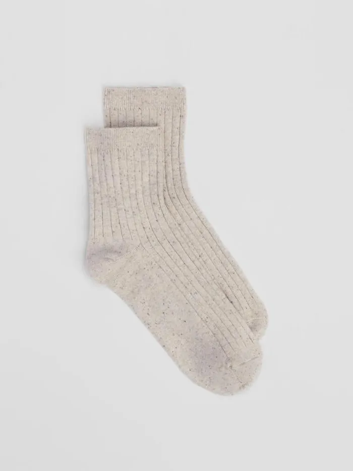 Shop Eileen Fisher Accessories Speckle Rib Quarter Crew Sock Natural
