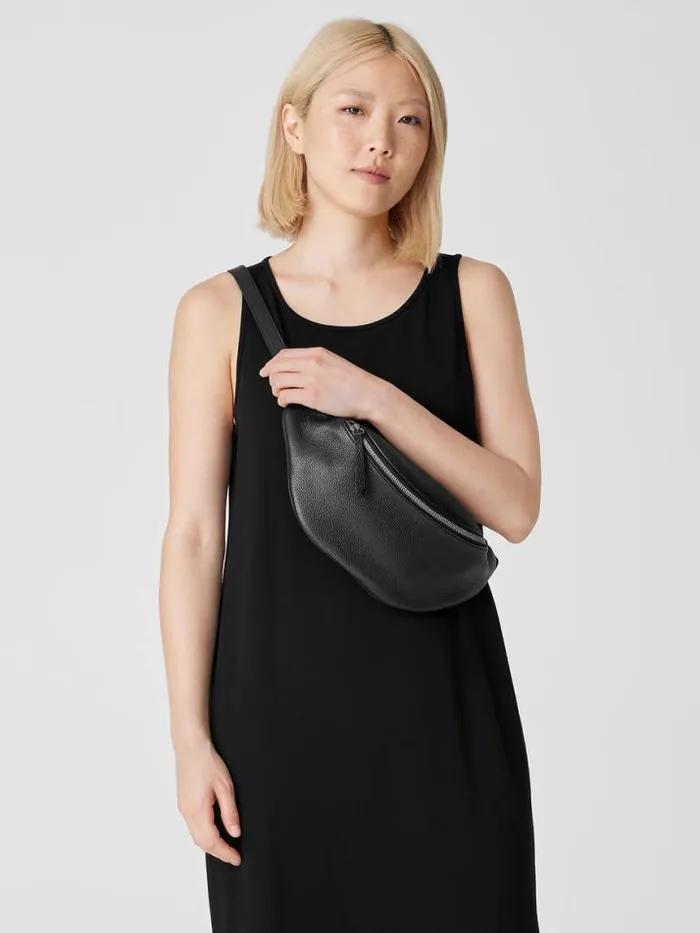 Shop Eileen Fisher Accessories Textured Italian Leather Belt Bag Black