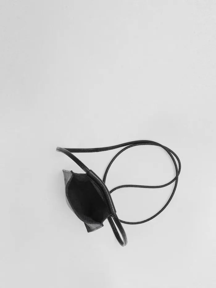 Shop Eileen Fisher Accessories Textured Italian Leather Phone Pouch Black